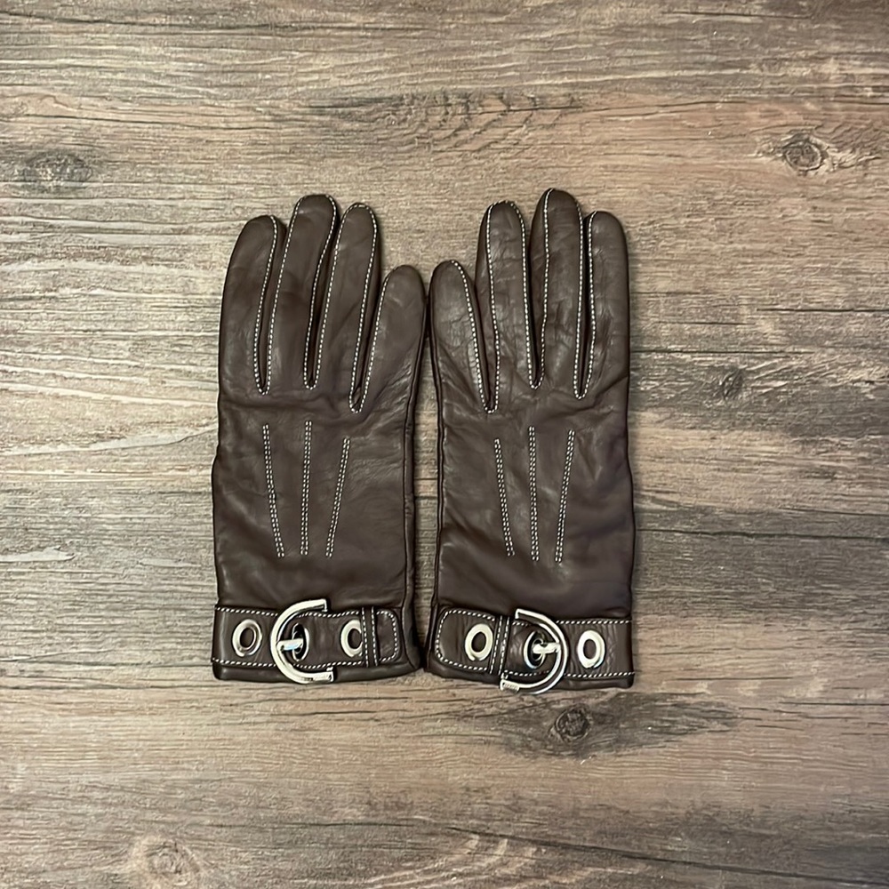 Coach Brown Leather Womens Gloves
